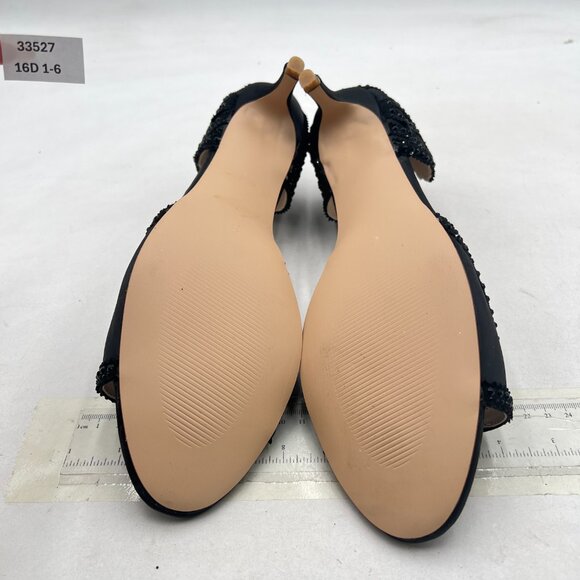 XYD Black Open Toe Rhinestones Ankle Strap Sandals Low Heel Bridal Evening Shoes - Picture 7 of 8